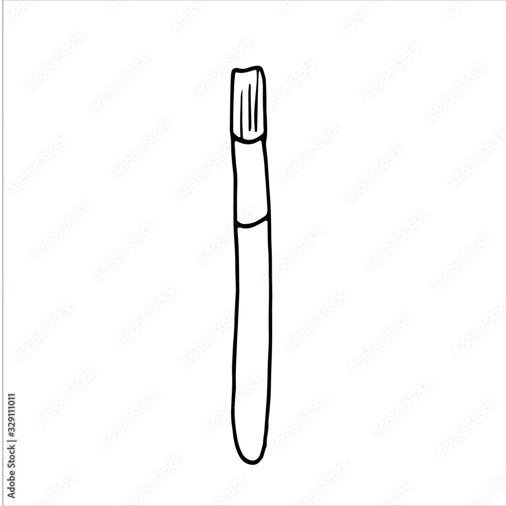 Makeup brush isolated on white background. HAnd drawn simple vector illustration in cartoon doodle style Makeup brush isolated on white background. HAnd drawn simple vector illustration in cartoon doodle style