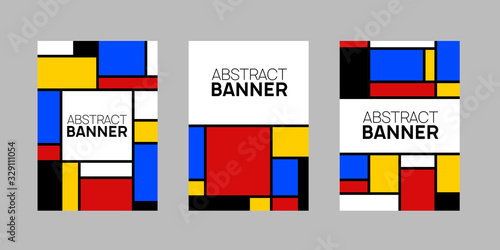 Abstract geometric banner. Retro flat style design. Vector illustration.