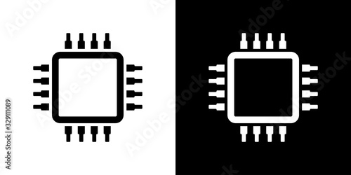 CPU vector icon isolated. Computer digital technology concept. Mobile cpu vector. Abstract digital illustration.