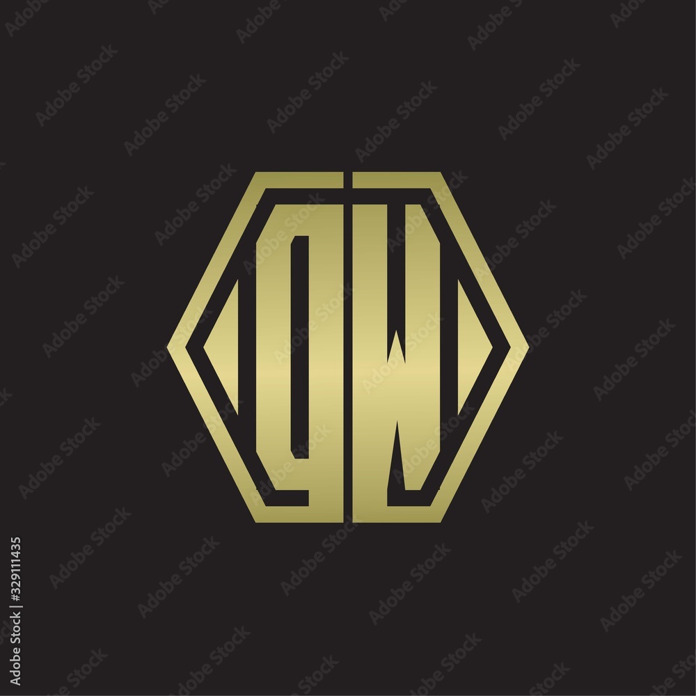 DW Logo monogram with hexagon line rounded design template with gold colors DW Logo monogram with hexagon line rounded design template with gold colors