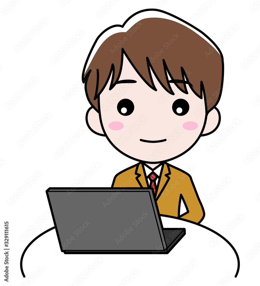 オンライン卒業式に出席する男の子