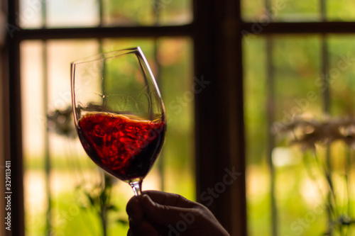 Degustador de vinho no Chile, taça de vinho tinto photo