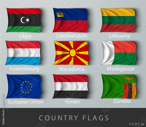 Riveted the country flag wrinkled with shadows
