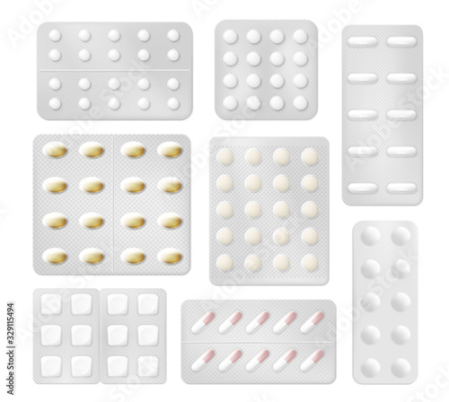 Drugs, pills, capsules, medicines in blisters