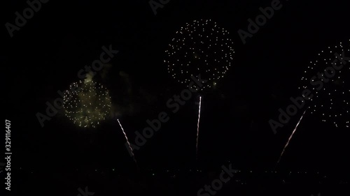 Colorful fireworks on black background.