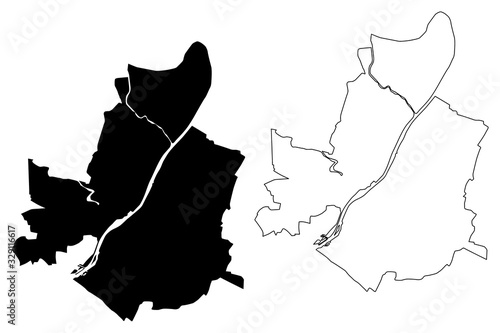 Angers City (French Republic, France) map vector illustration, scribble sketch City of Angers map