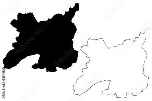 Rennes City (French Republic, France) map vector illustration, scribble sketch City of Rennes map
