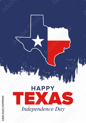 Texas Independence Day. Freedom holiday in Unites States, celebrated annual in March. Lone star flag. Texas flag. Patriotic sign and elements. Poster, card, banner and background. Vector illustration