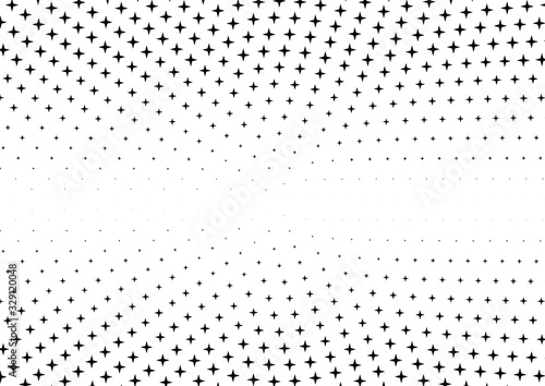 Abstract halftone dotted background. Monochrome pattern with stars. Vector modern futuristic texture for posters, sites, business cards, postcards, labels and stickers. Design mock-up layout. © uncleaux