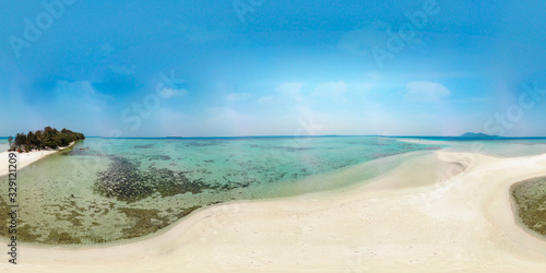  360 degree spherical photo of a small island from above