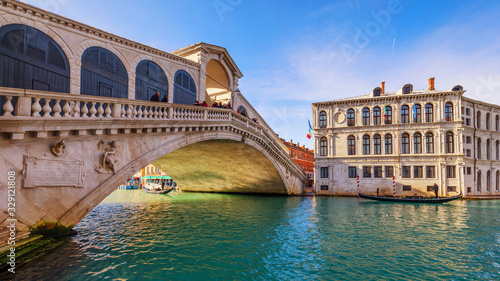 Panorama of Grand Canal and Rialto Bridge, Venice, Italy