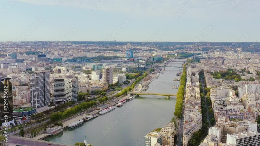 PARIS, FRANCE - MAY, 2019: Aerial drone view of historical city centre. Famous landmark from above PARIS, FRANCE - MAY, 2019: Aerial drone view of historical city centre. Famous landmark from above