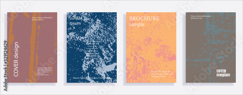 Minimalistic cover design templates. Set of layouts for covers of books  albums  notebooks  reports  magazines. Vintage texture gradient effect  flat modern abstract design. Grunge mock-up texture
