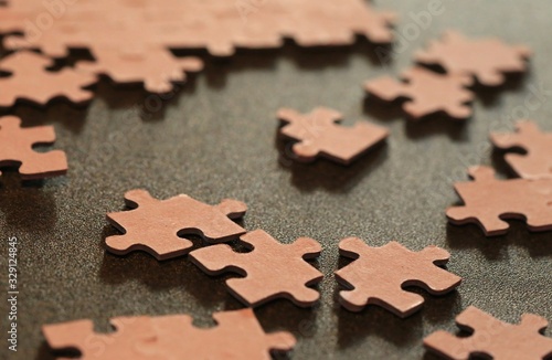 Puzzle pieces on a board 