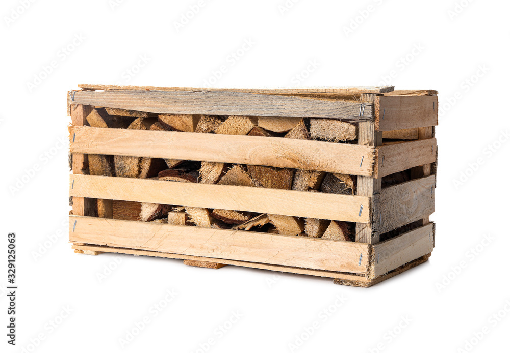 Cut firewood on white background. Heating in winter Cut firewood on white background. Heating in winter