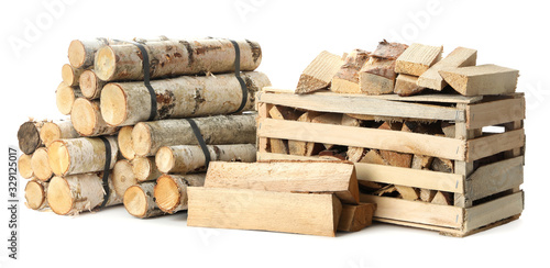 Wallpaper Mural Cut firewood on white background. Heating in winter Torontodigital.ca