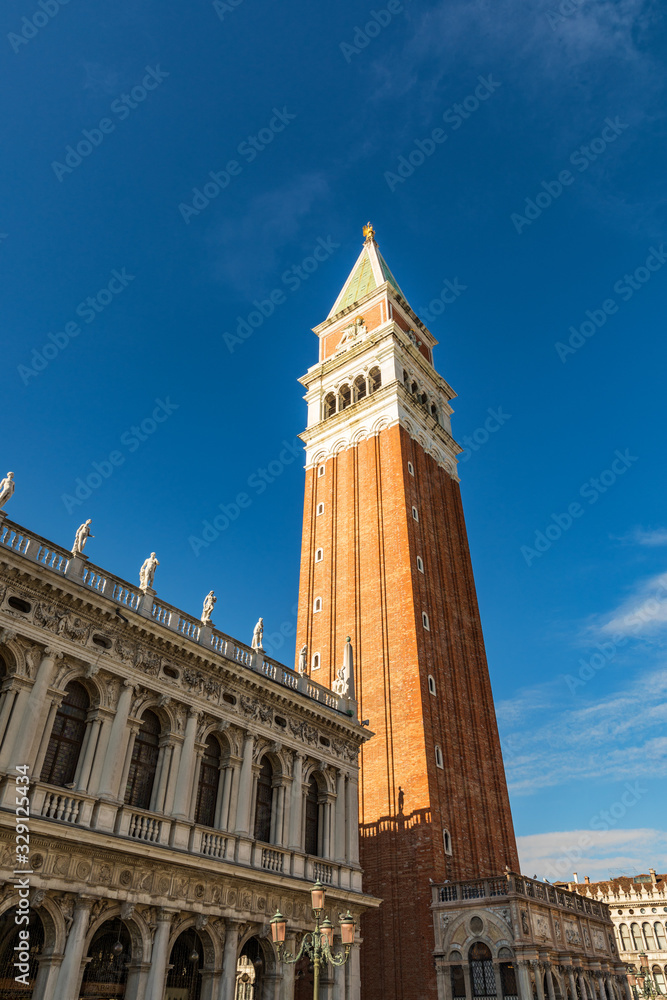 Piazza San Marco with Campanile. Venice, Italy. Campanile di Venezia located at Piazza San Marco, Italy