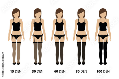 overview of the opacity of thigh high stockings vector illustration EPS10