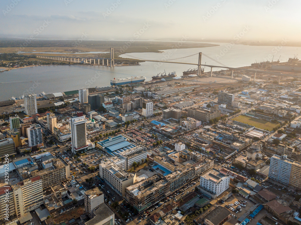 Aerial view of downtown of Maputo, capital city of Mozambique
