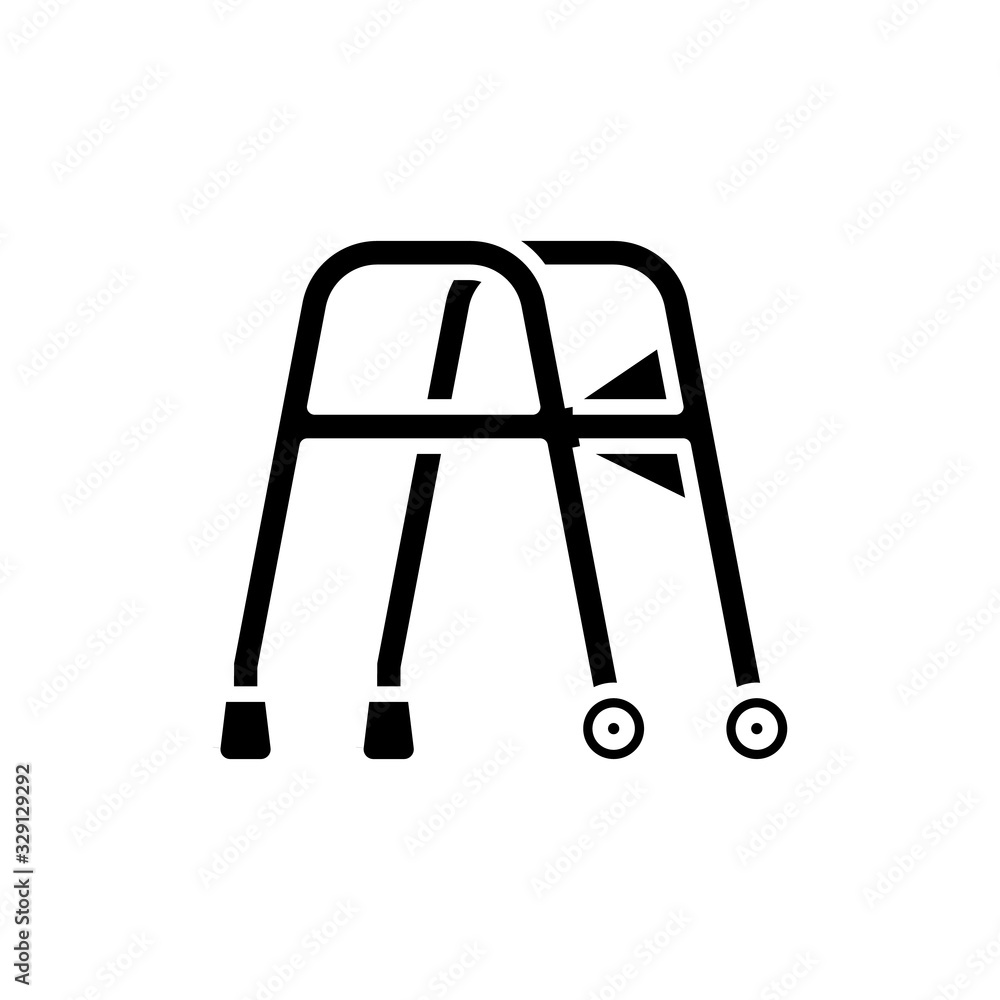 Walking helper black icon, concept illustration, vector flat symbol, glyph sign. Walking helper black icon, concept illustration, vector flat symbol, glyph sign.