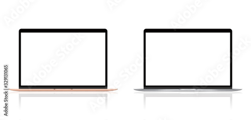Realistic laptop vector illustration with a blank screen