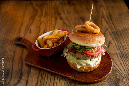 Beef burger in homemade piz...