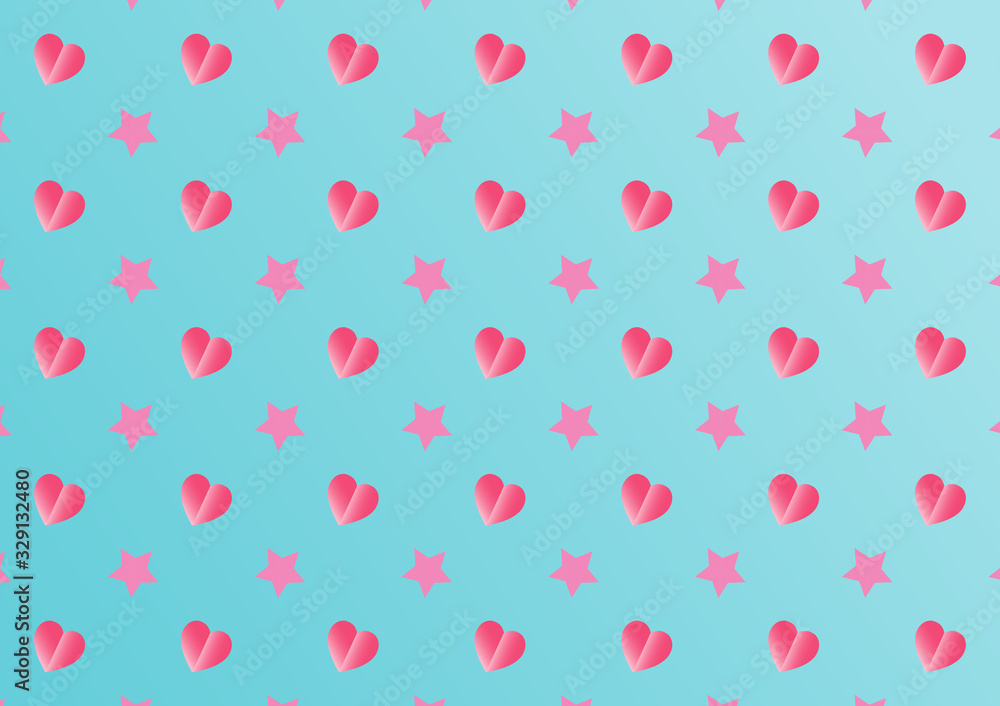 Vector pattern heart love motif with heart and star symbol.