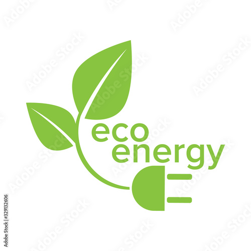 Ecology and Fan Concept, Green Leaves Around Cities Help The World With Eco-Friendly Ideas Eco energy logo template vector icon illustration. Electricity, environment. eps 10