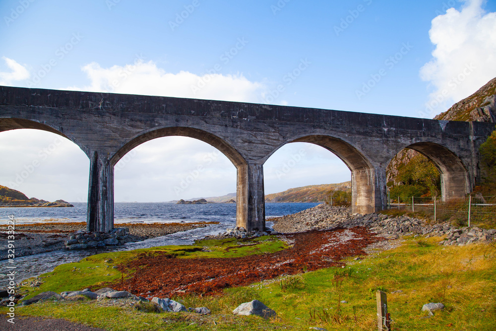 Viaduct at a beach in Lochaber, Scottish Highlands
