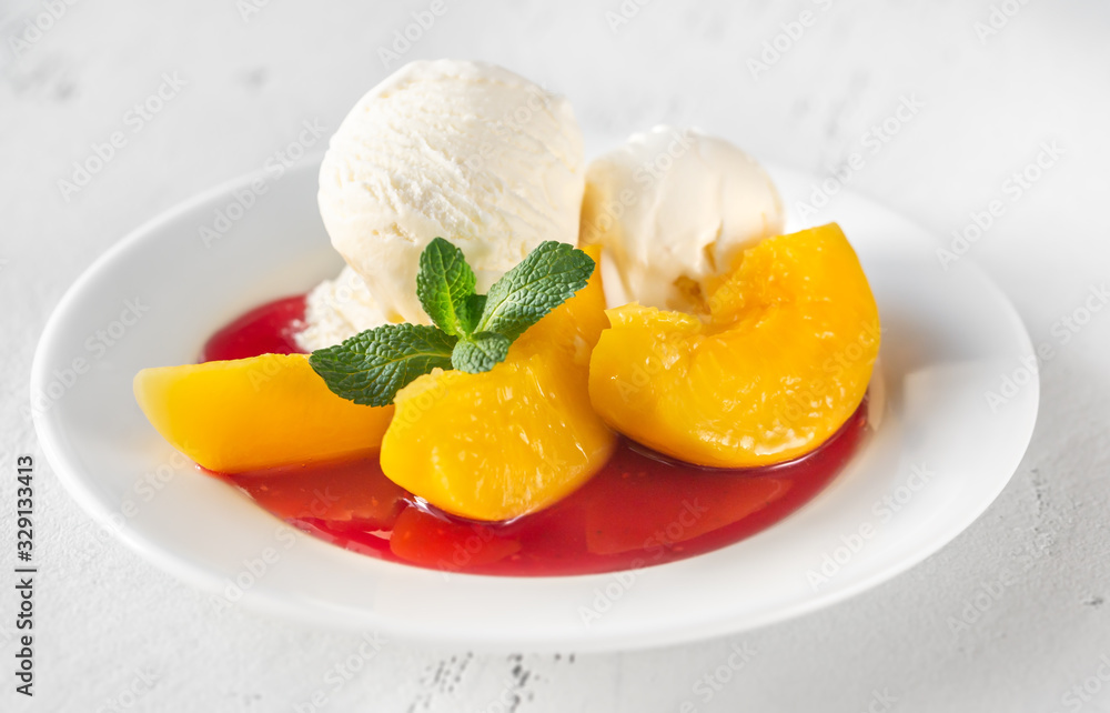 Portion of Peach Melba