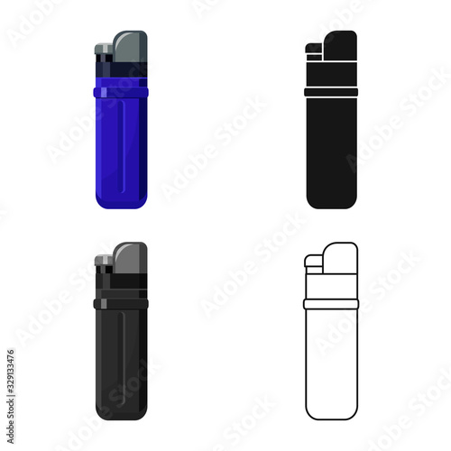 Vector design of lighter and lighting sign. Web element of lighter and flame stock symbol for web.