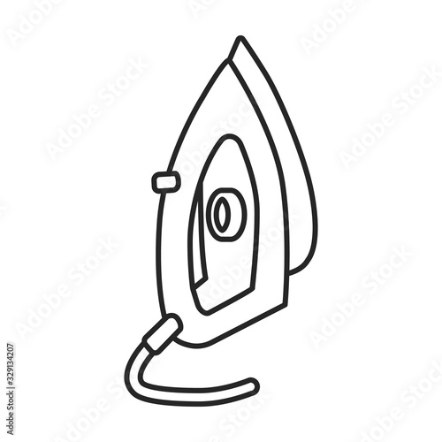 Steam iron for home clothes vector Outline icon.Outline illustration of laundry appliance and hot steam iron.