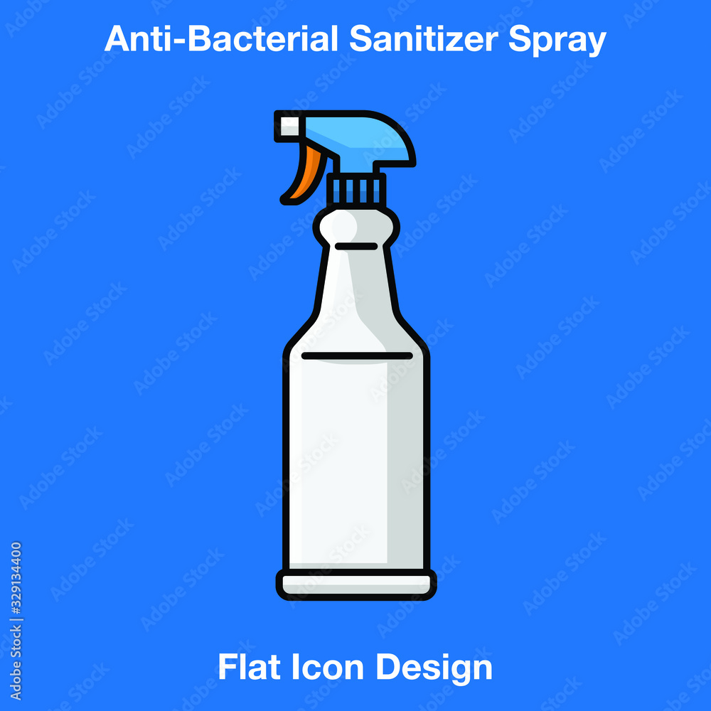 Anti-Bacterial Sanitizer Spray, Hand Sanitizer Dispenser, infection control concept. Sanitizer to prevent colds, virus, Coronavirus, flu. Spray bottle. Flat icon design Anti-Bacterial Sanitizer Spray, Hand Sanitizer Dispenser, infection control concept. Sanitizer to prevent colds, virus, Coronavirus, flu. Spray bottle. Flat icon design