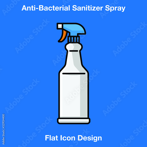 Anti-Bacterial Sanitizer Spray, Hand Sanitizer Dispenser, infection control concept. Sanitizer to prevent colds, virus, Coronavirus, flu. Spray bottle. Flat icon design