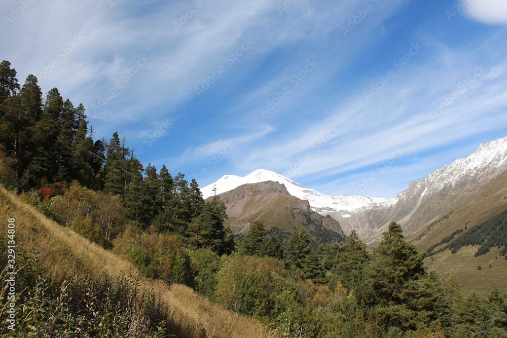 Naklejka premium Two summits of Elbrus