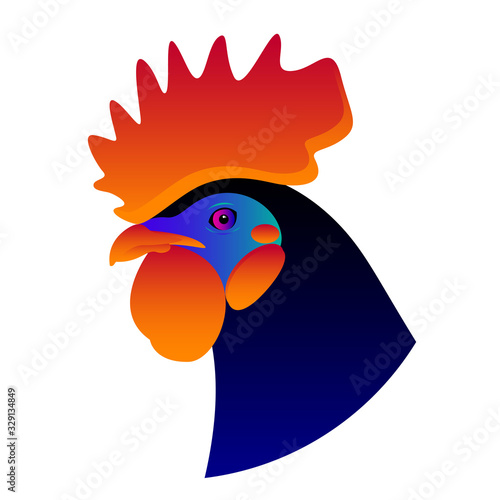 Abstract rooster bird head background. Cartoon blue rooster portrait for design card, invitation,veterinary clinic  banner, book, scrapbook, t-shirt, poster, scetchbook, album etc.