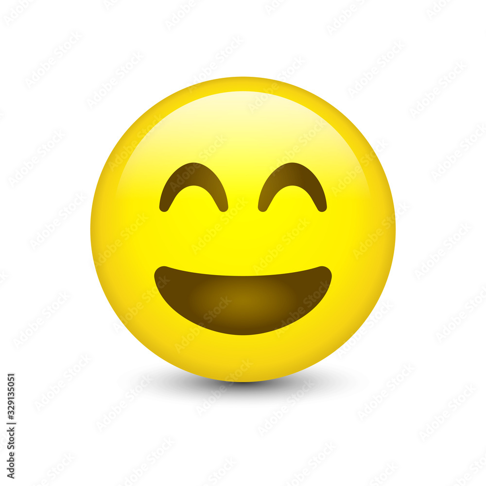 Happy Smile Happiness Icon 3d Realistic Isolated on White Background Happy Smile Happiness Icon 3d Realistic Isolated on White Background