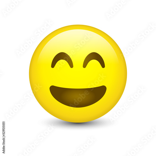Happy Smile Happiness Icon 3d Realistic Isolated on White Background