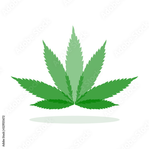CBD. Cannabis, Marijuana isolated on white background, logo. Green weed. Relax drug concept. Vector flat design.