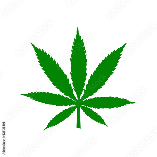 CBD. Cannabis, Marijuana isolated on white background, logo. Green weed. Relax drug concept. Vector flat design.
