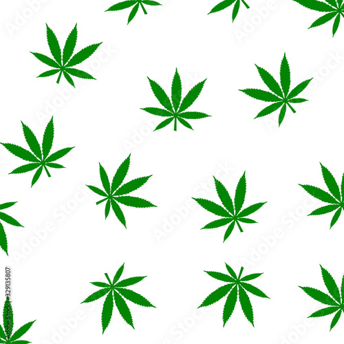 CBD. Cannabis  Marijuana isolated on white background  logo. Green weed. Relax drug concept. Vector flat design.