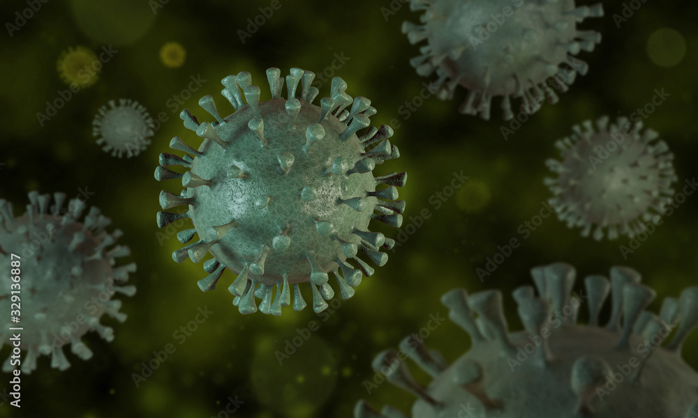 viral micro organisms spreading, 3d illustration viral micro organisms spreading, 3d illustration