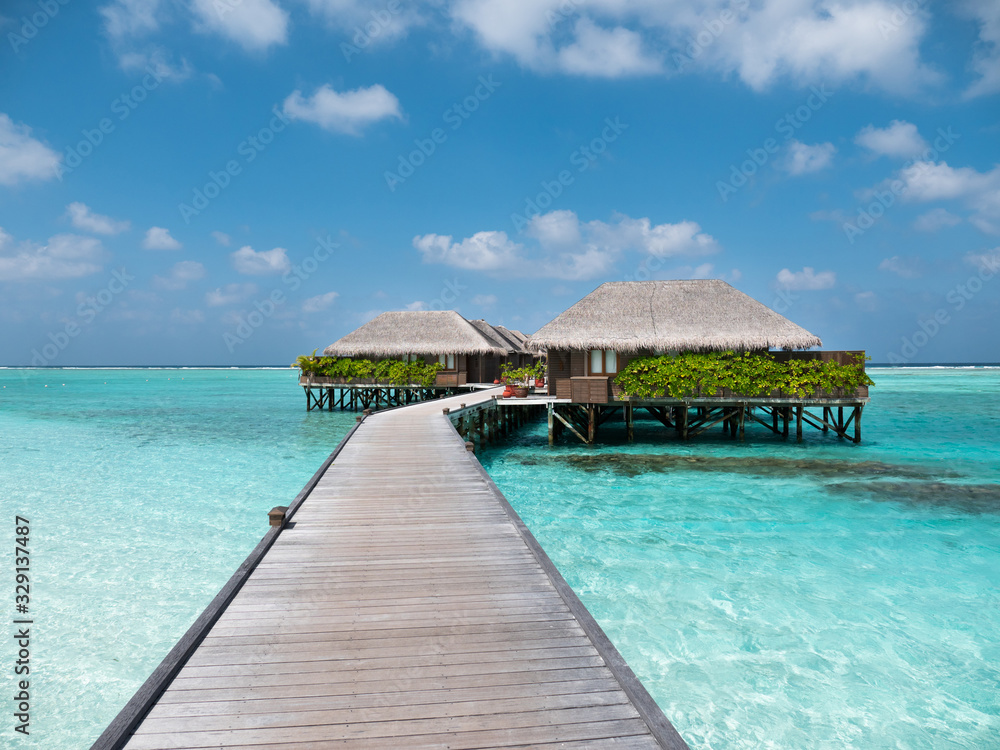 Luxury Resort with Water Bungalows and Villas on Maldives.