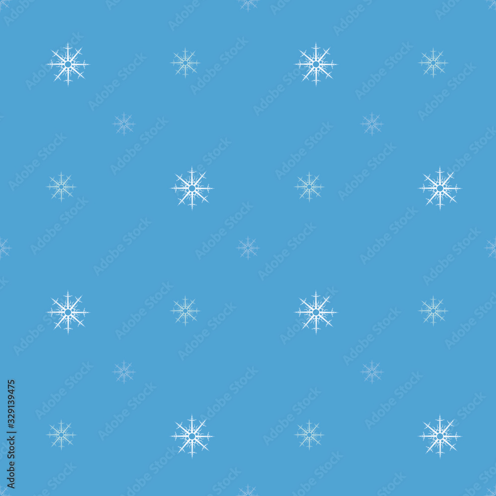 Seamless pattern with white and light blue snowflakes on blue background. Vector image. Seamless pattern with white and light blue snowflakes on blue background. Vector image.