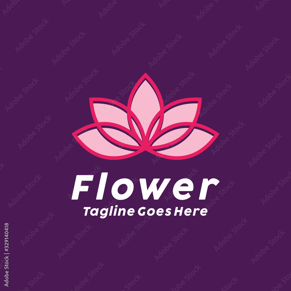 Flower logo design vector template with flat Concept style. Rose Symbol and lotus icon for jewelry, fashion, boutique, hotel, salon, Company And Business.
