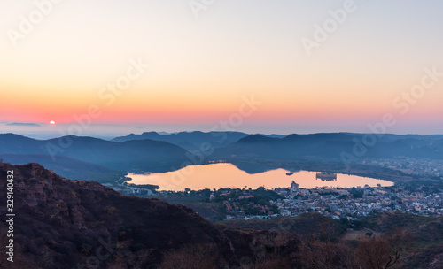 India at sunrise, Man Sagar lake view, Jaipur