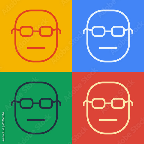 Pop art line Poker player icon isolated on color background. Vector Illustration