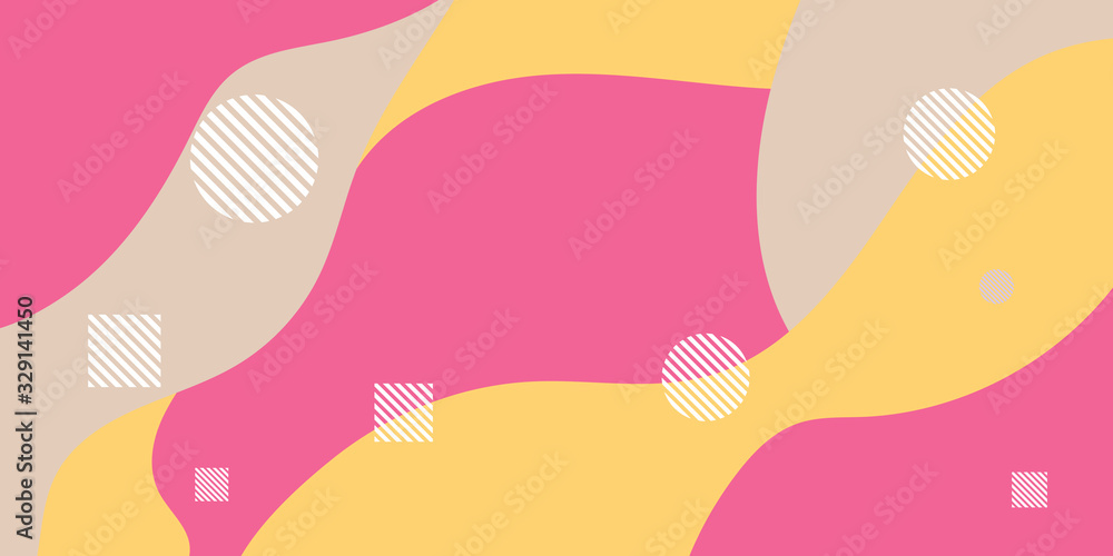 Minimalist pink yellow brown abstract memphis background