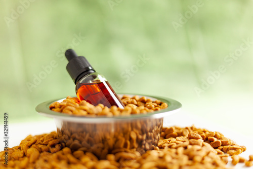 Canvas Print CBD and medical marijuana for pets, Food delicacy for dogs and cats, marijuana C