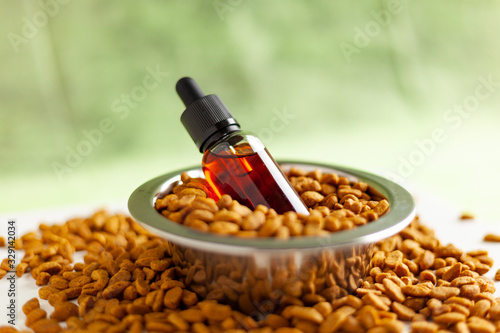 Canvas Print CBD and medical marijuana for pets, Food delicacy for dogs and cats, marijuana C